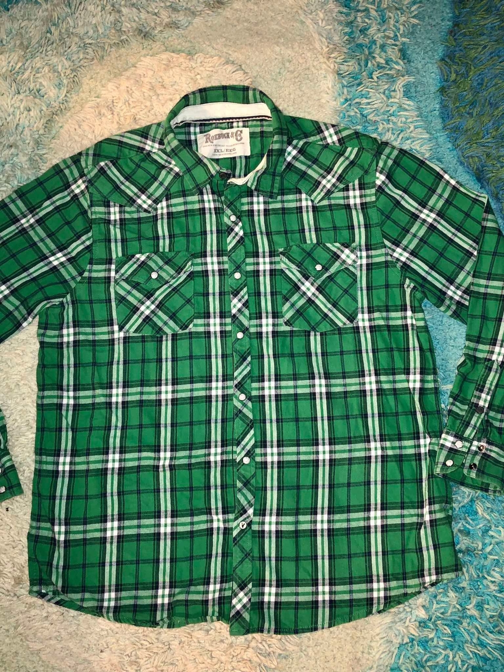 Vintage Sears Roebuck & Co. Western Pearl Snap Plaid Shirt XXL